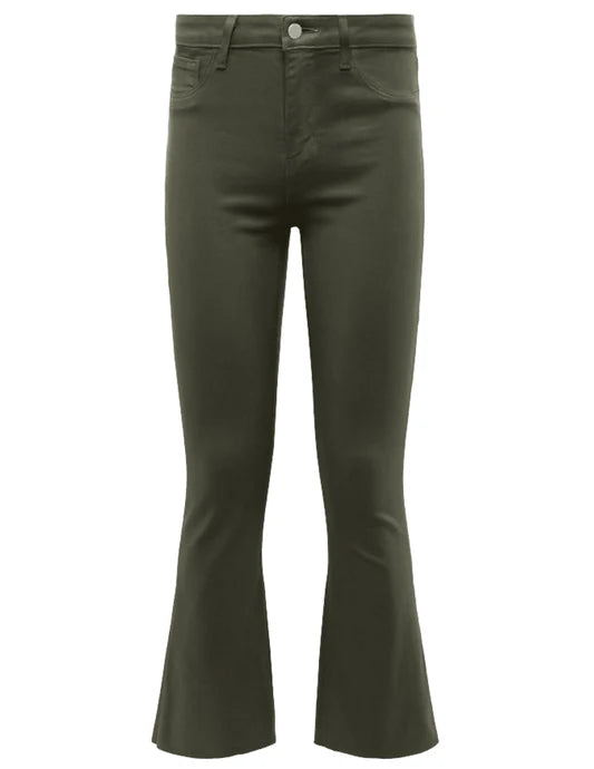 Kendra Coated High Rise Crop Flare Ash Olive