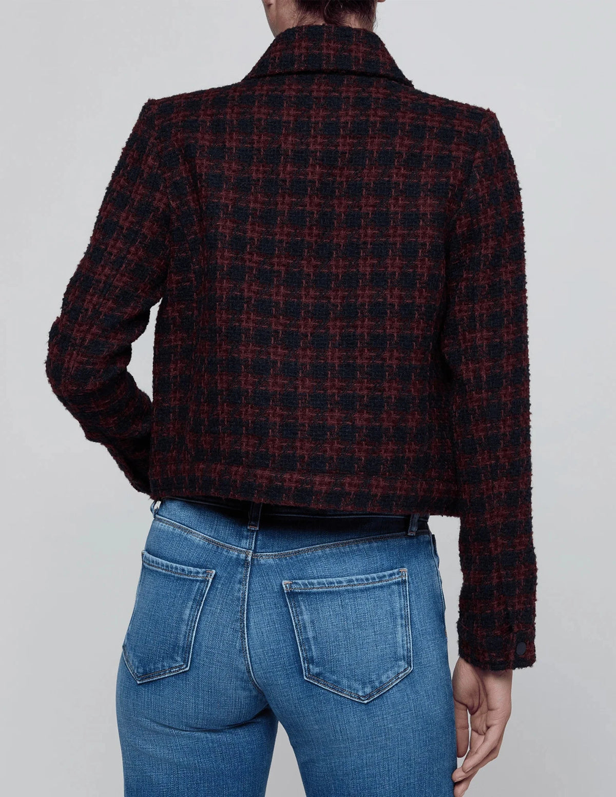 Nyx Cropped Jacket Midnight Burgundy Tweed