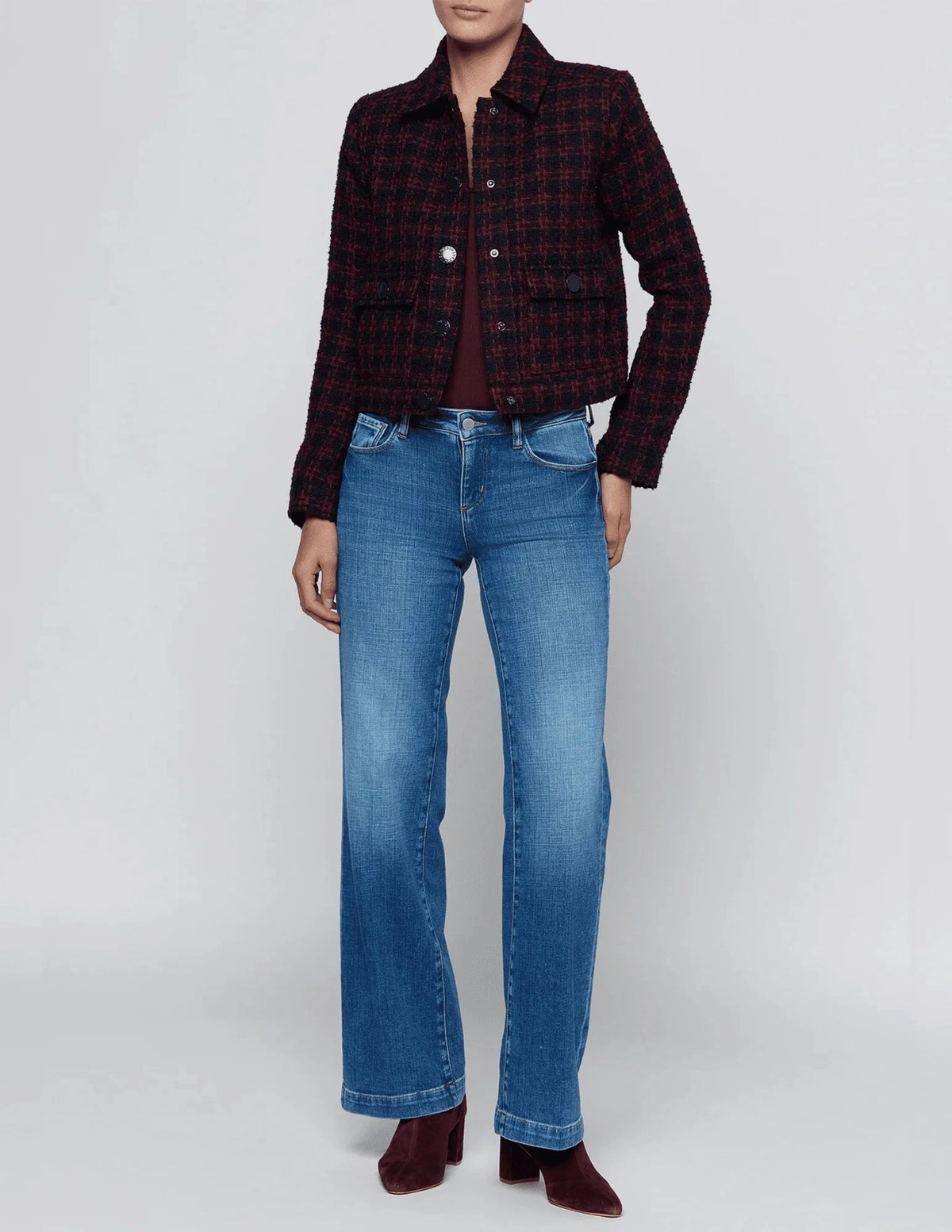 Nyx Cropped Jacket Midnight Burgundy Tweed