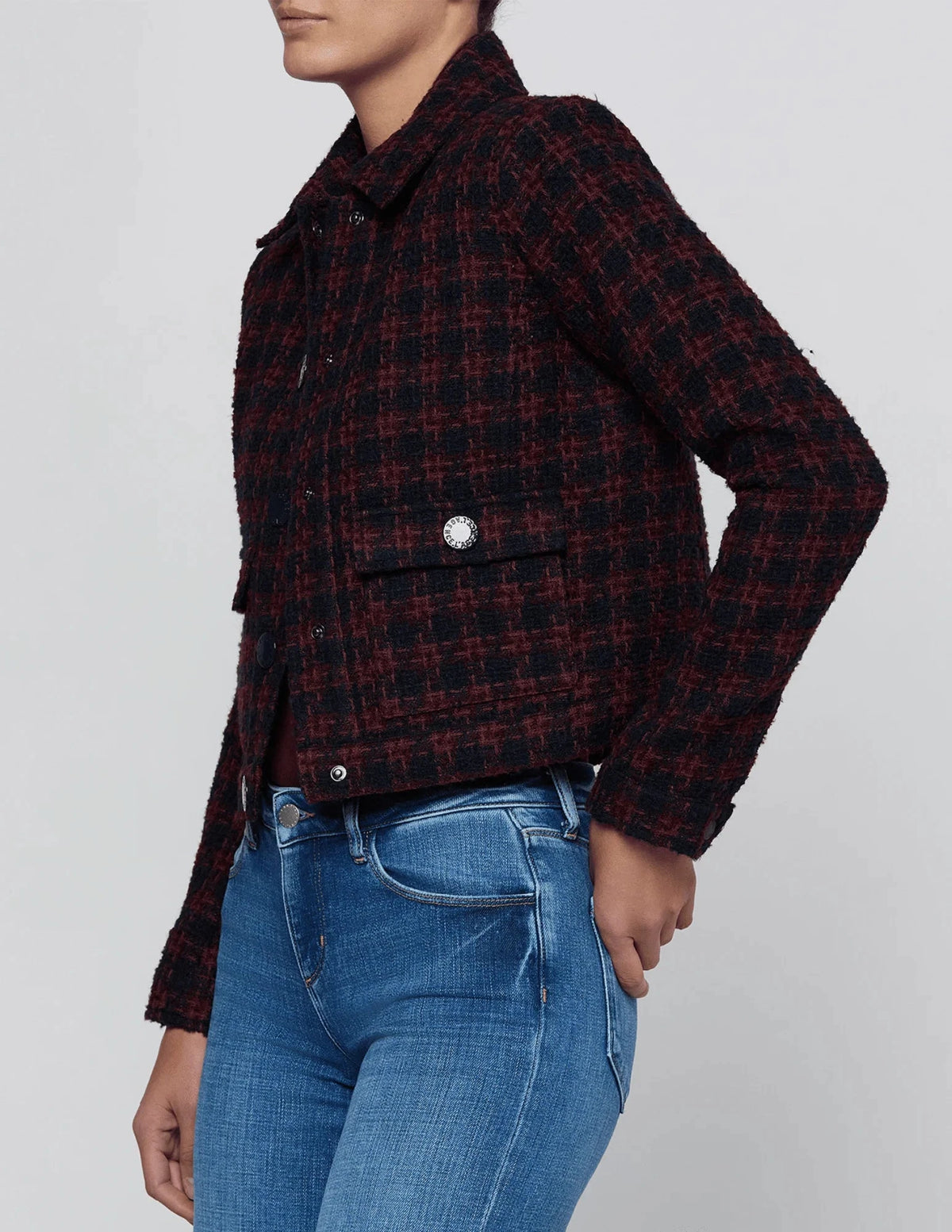 Nyx Cropped Jacket Midnight Burgundy Tweed