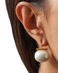 Classic Large Pebble Pearl Earrings Taupe