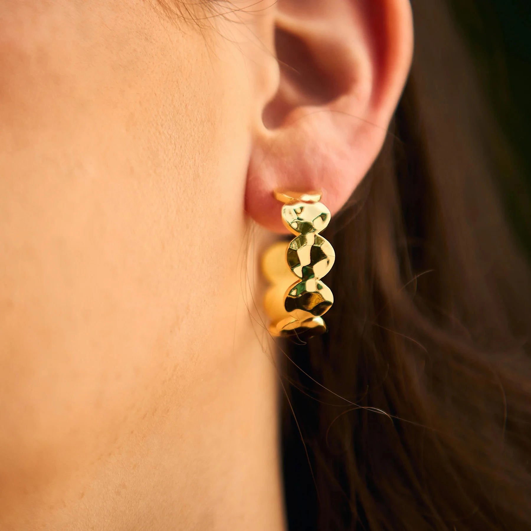 Hammered Gold 30MM Hoop Earrings Earrings Laura Foote Designs 