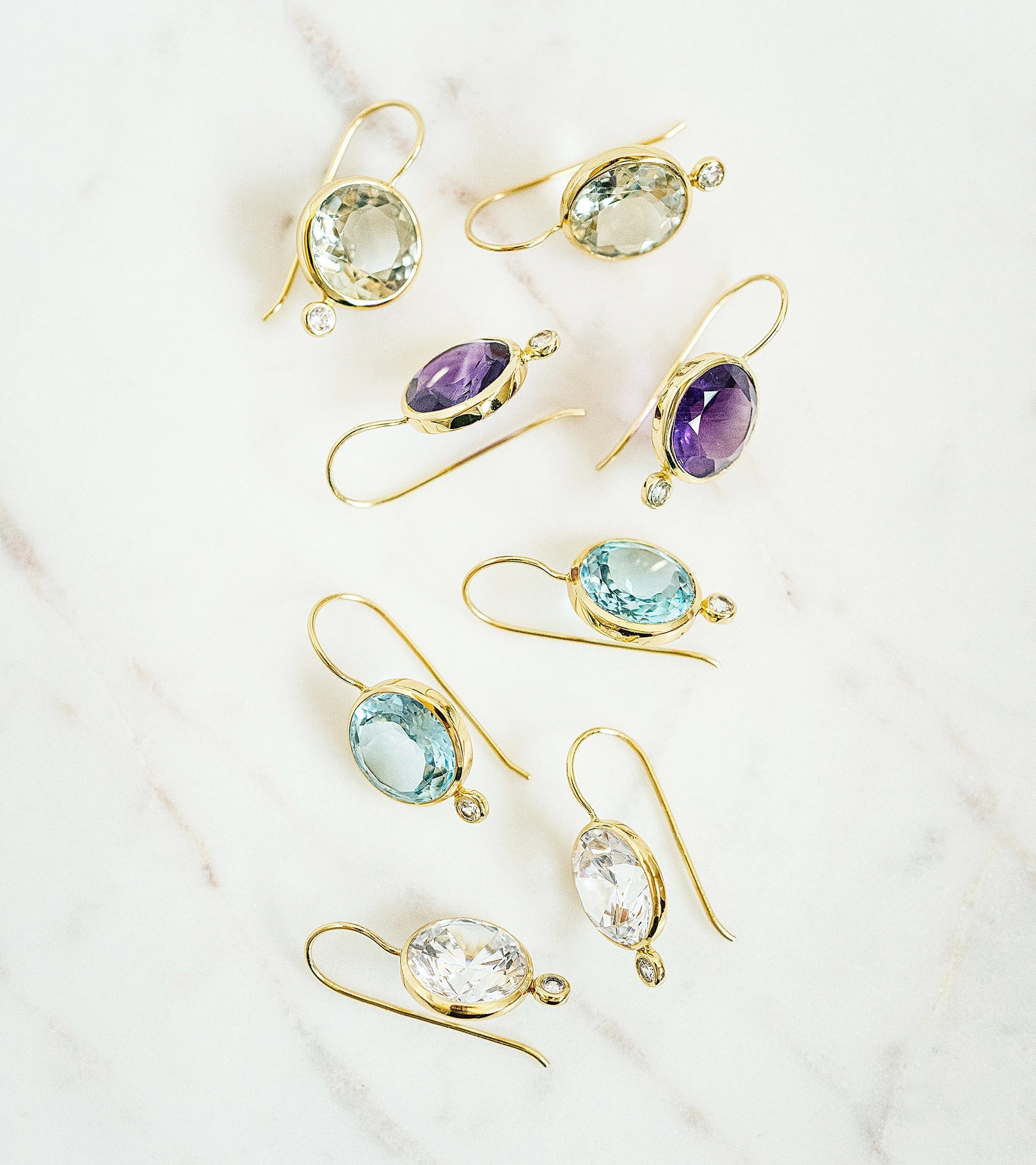 Faceted Tini Mini Drop Earrings Green Amethyst Earrings Laura Foote Designs 