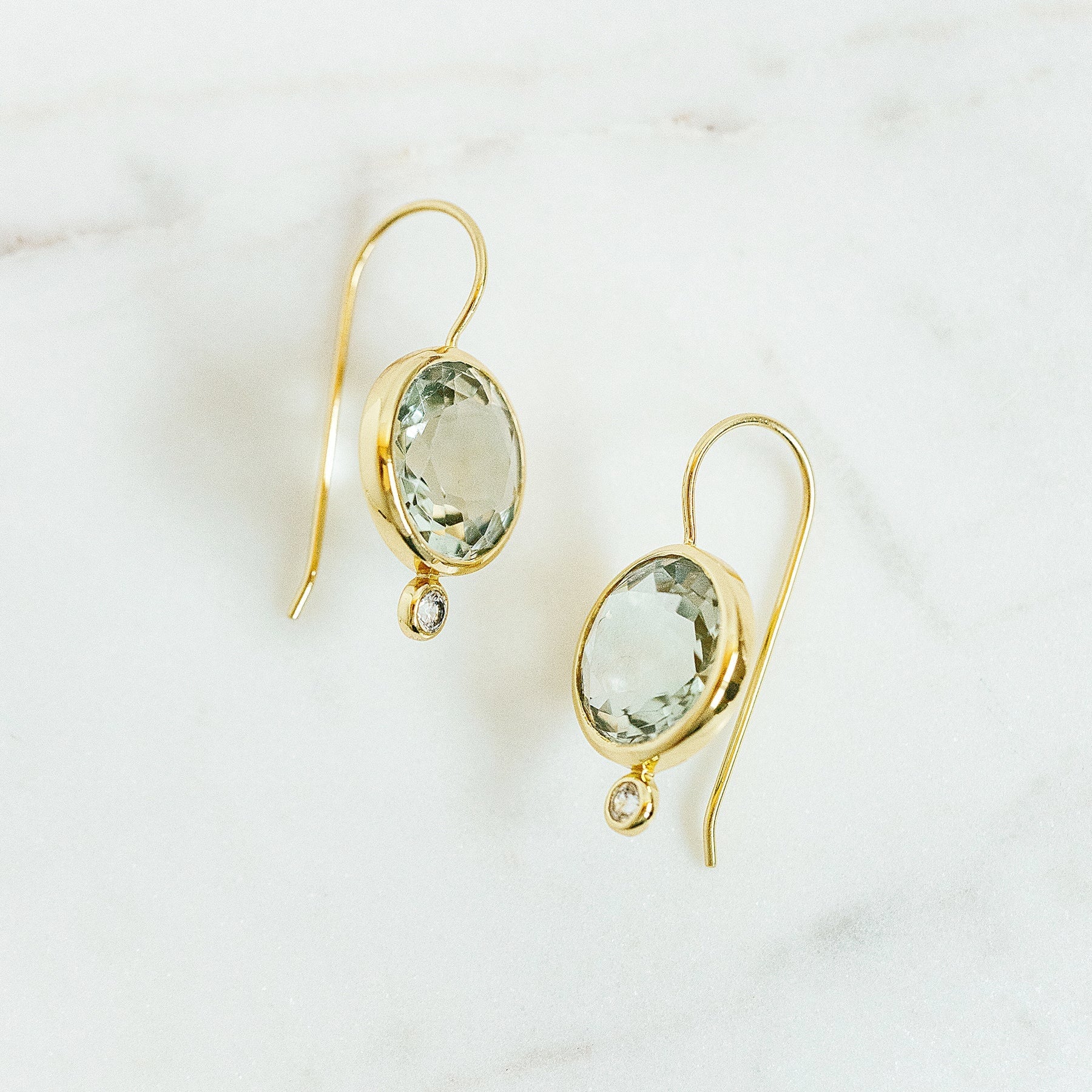 Faceted Tini Mini Drop Earrings Green Amethyst Earrings Laura Foote Designs 