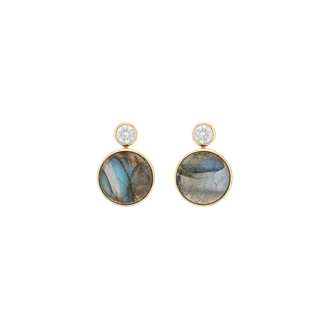 Floating Gem Stud Earrings CZ/Blue Fire Labradorite Earrings Laura Foote Designs 