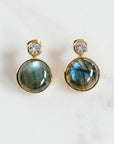 Floating Gem Stud Earrings CZ/Blue Fire Labradorite Earrings Laura Foote Designs 