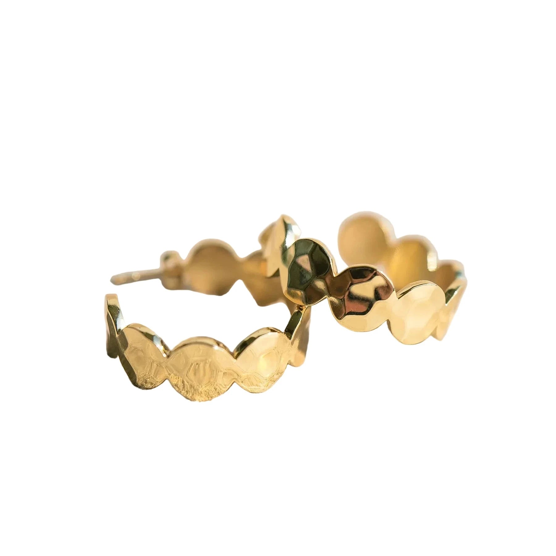 Hammered Gold 30MM Hoop Earrings Earrings Laura Foote Designs 