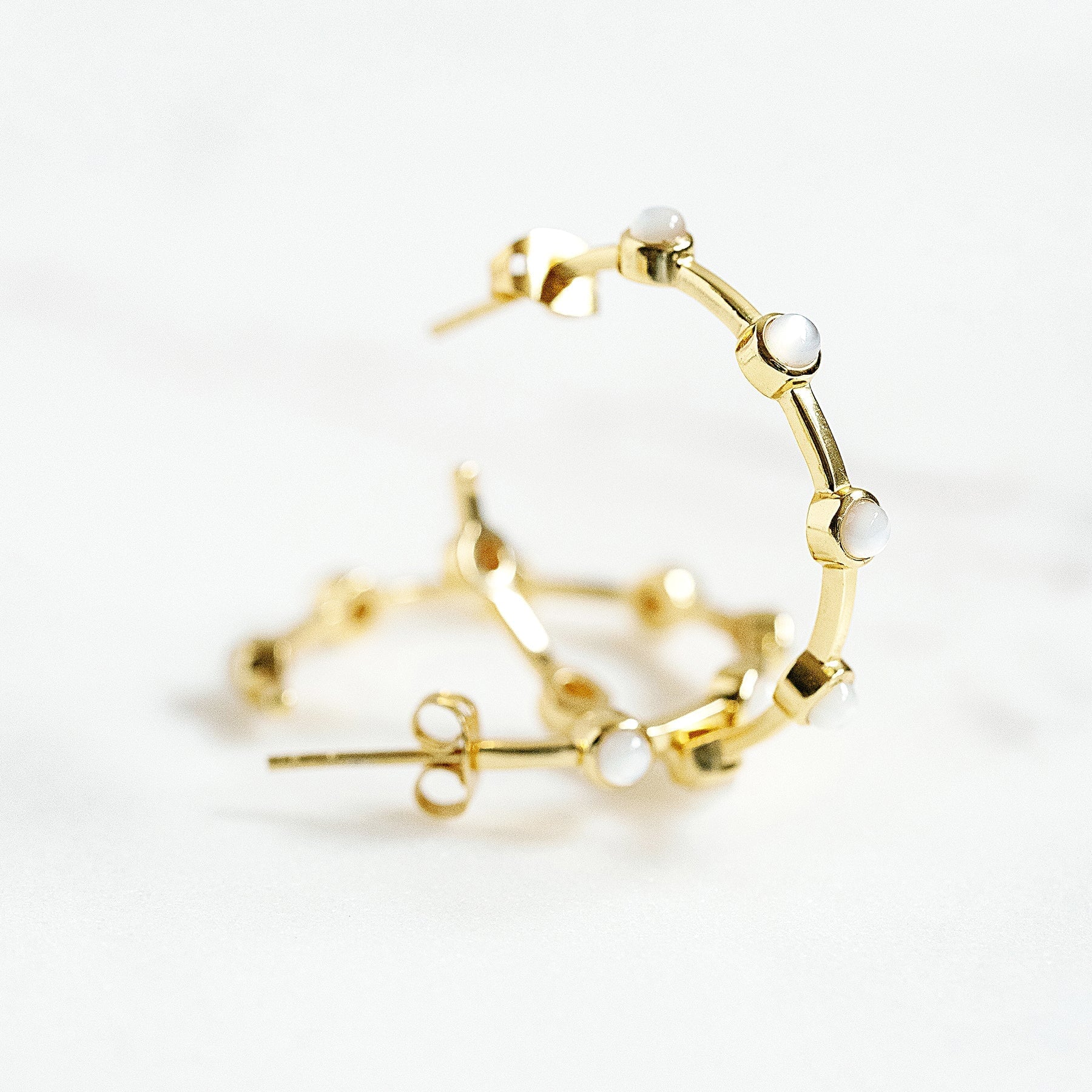 Mini Becky Hoop Earrings MOP Earrings Laura Foote Designs 