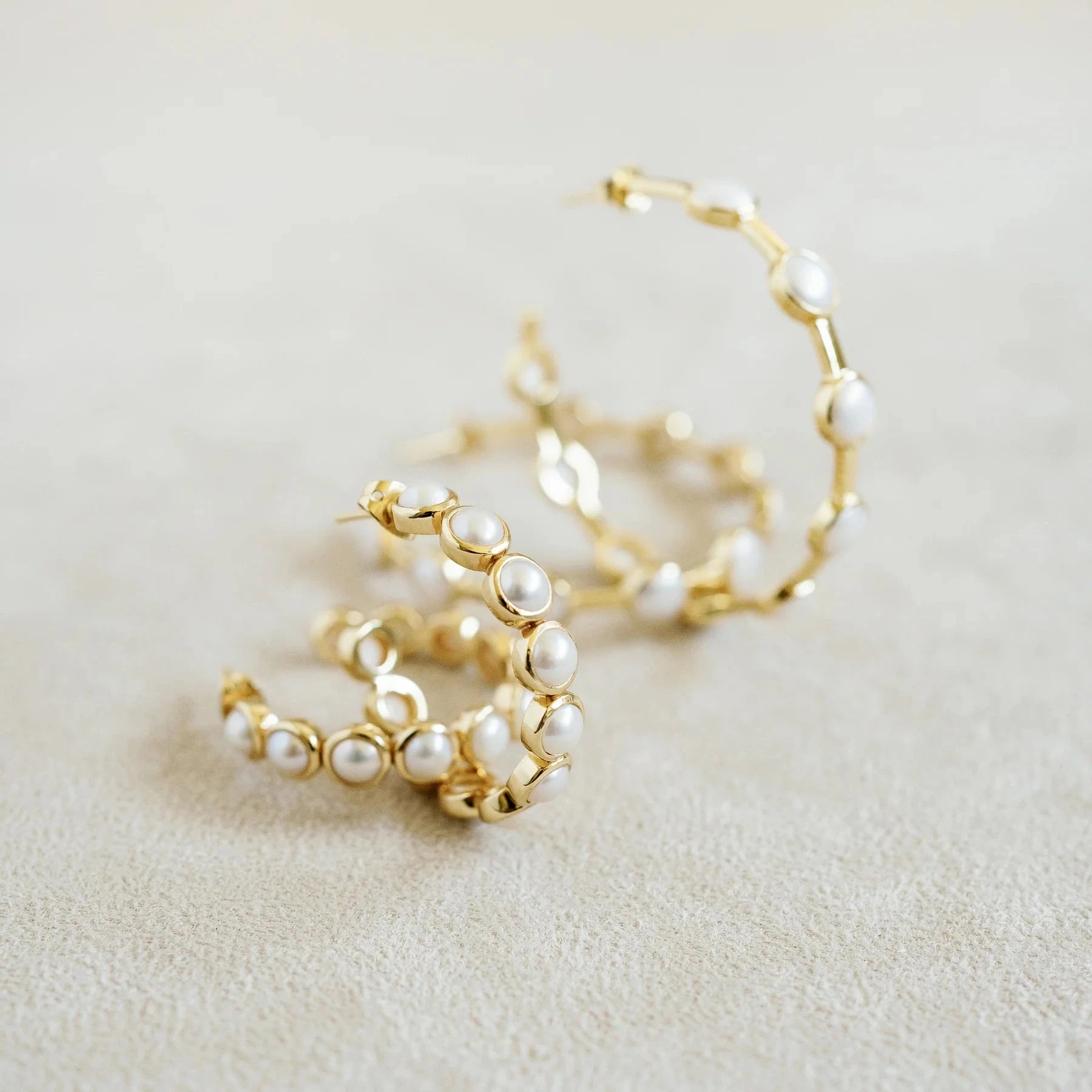 Becky Hoop Earrings Pearl Earrings Laura Foote Designs 