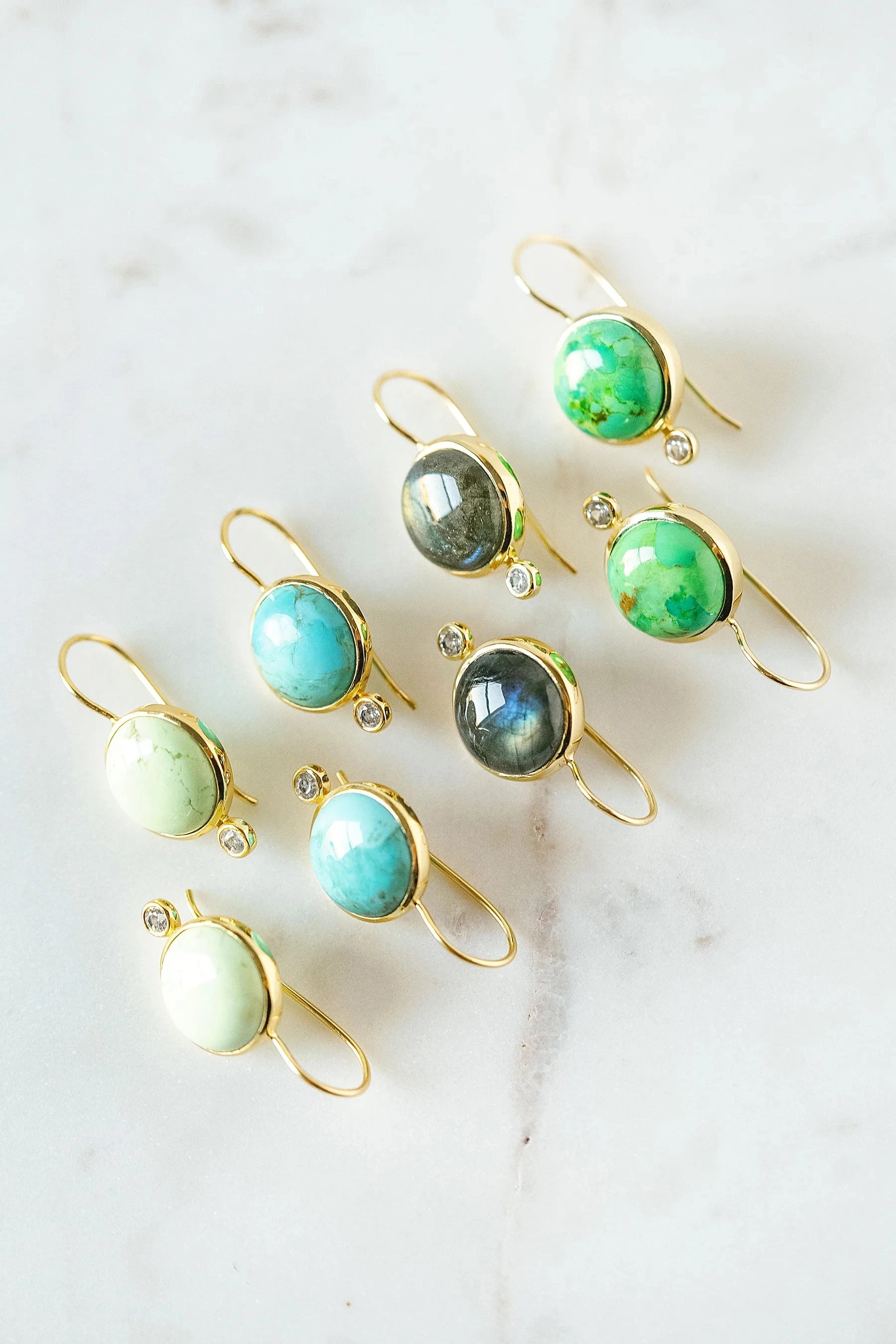 Tini Mini Drop Earrings Green Turquoise/CZ Earrings Laura Foote Designs 