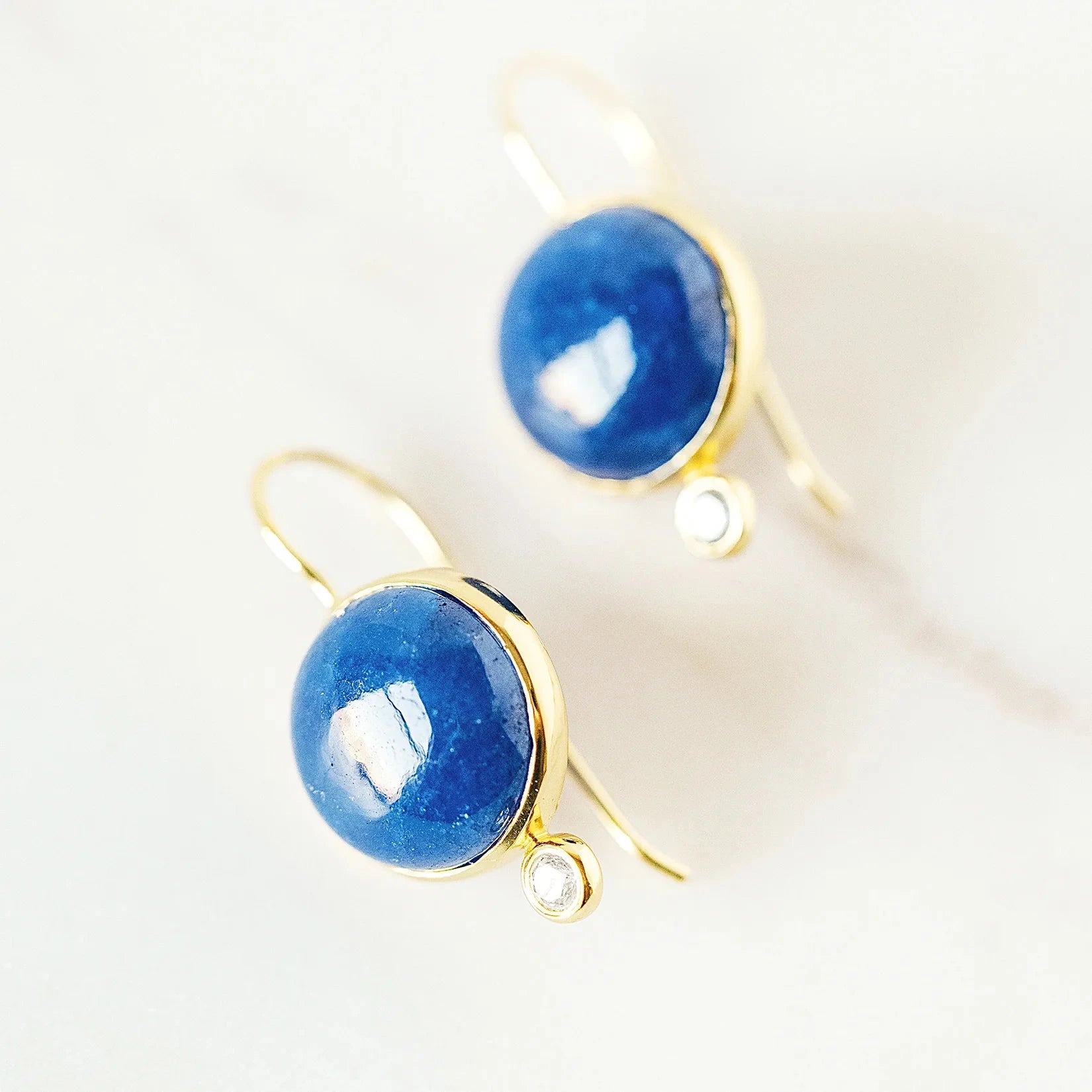 Tini MIni Drop Earrings Dark Blue Quartz/CZ Earrings Laura Foote Designs 