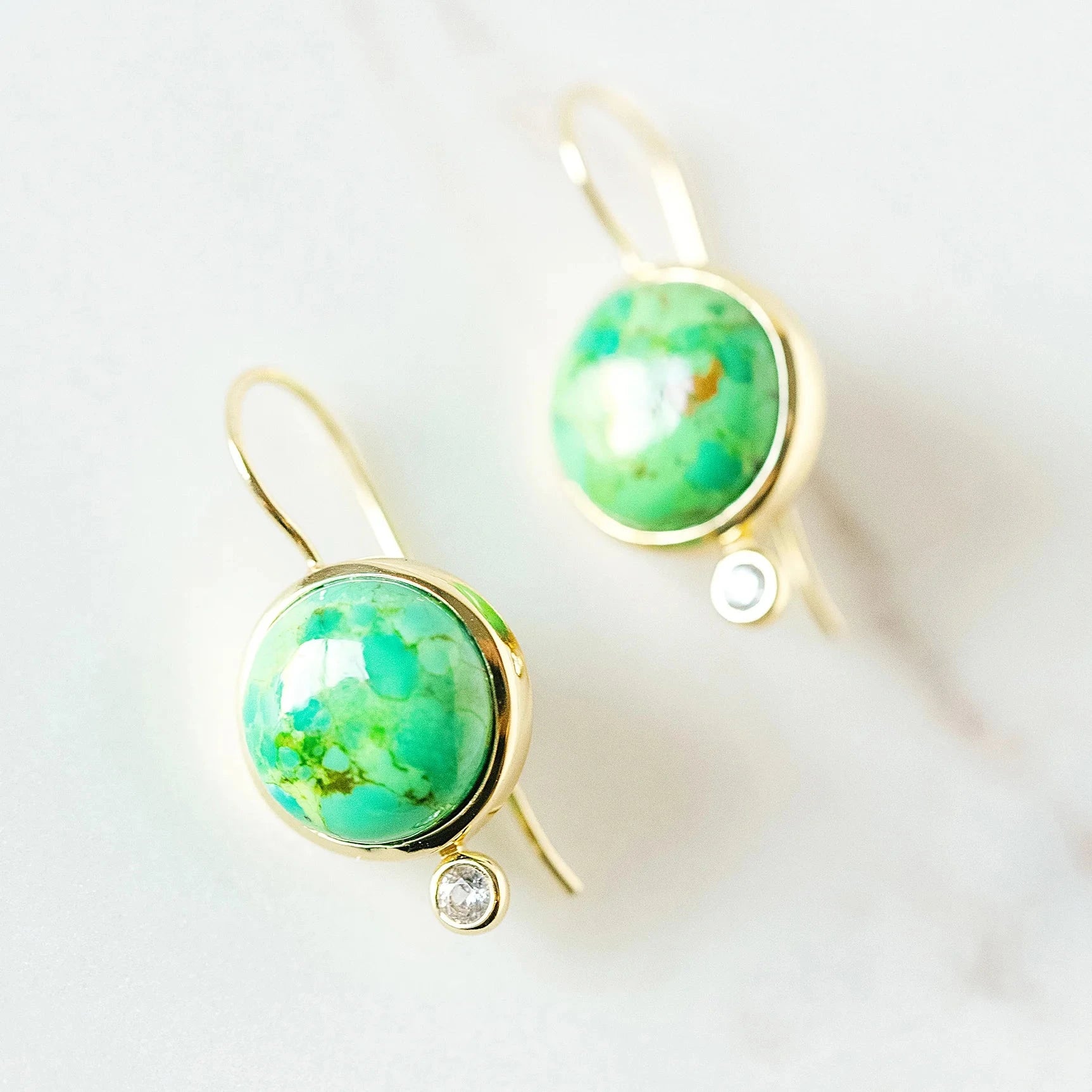 Tini Mini Drop Earrings Green Turquoise/CZ Earrings Laura Foote Designs 