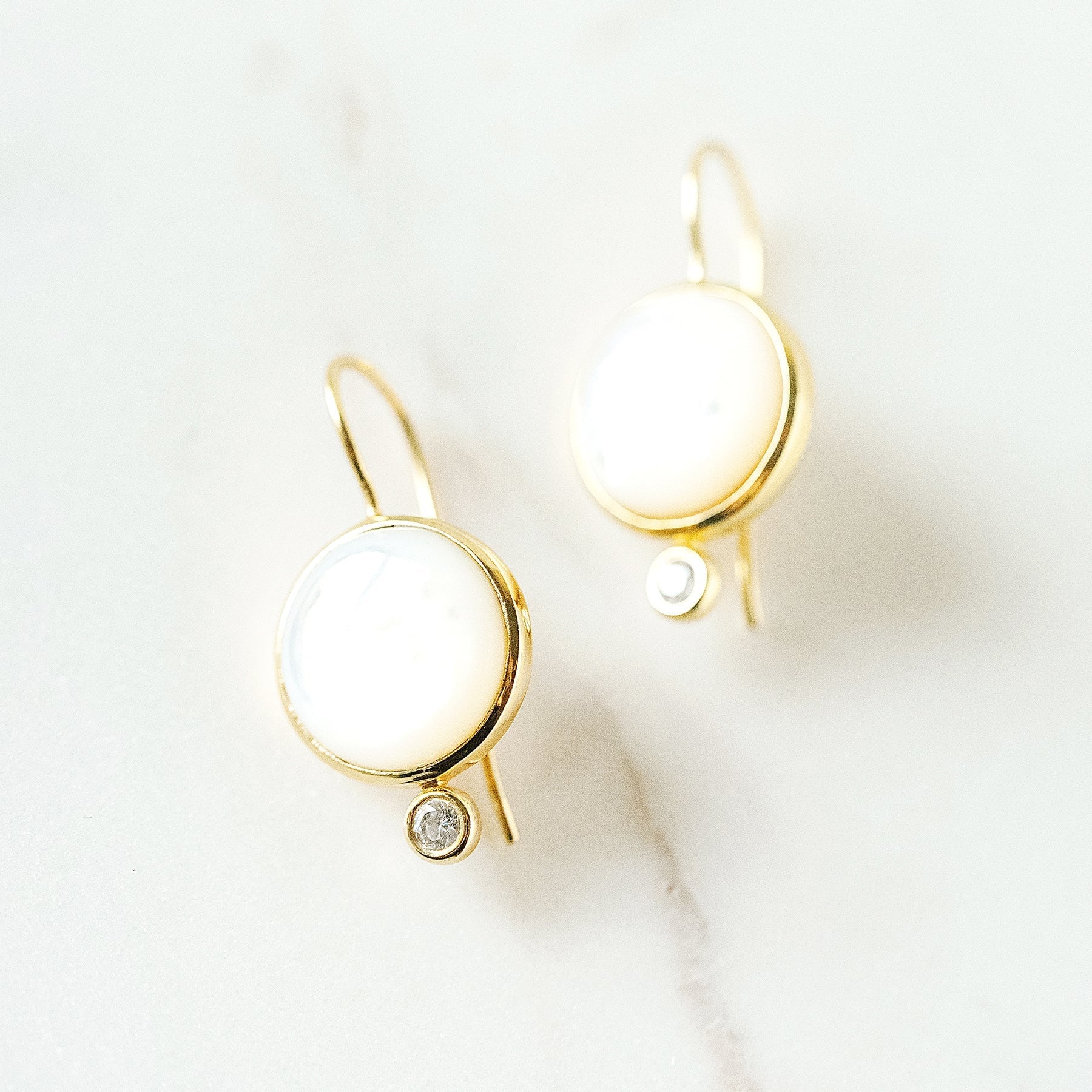 Tini Mini Drop Earrings Mother of Pearl Earrings Laura Foote Designs 
