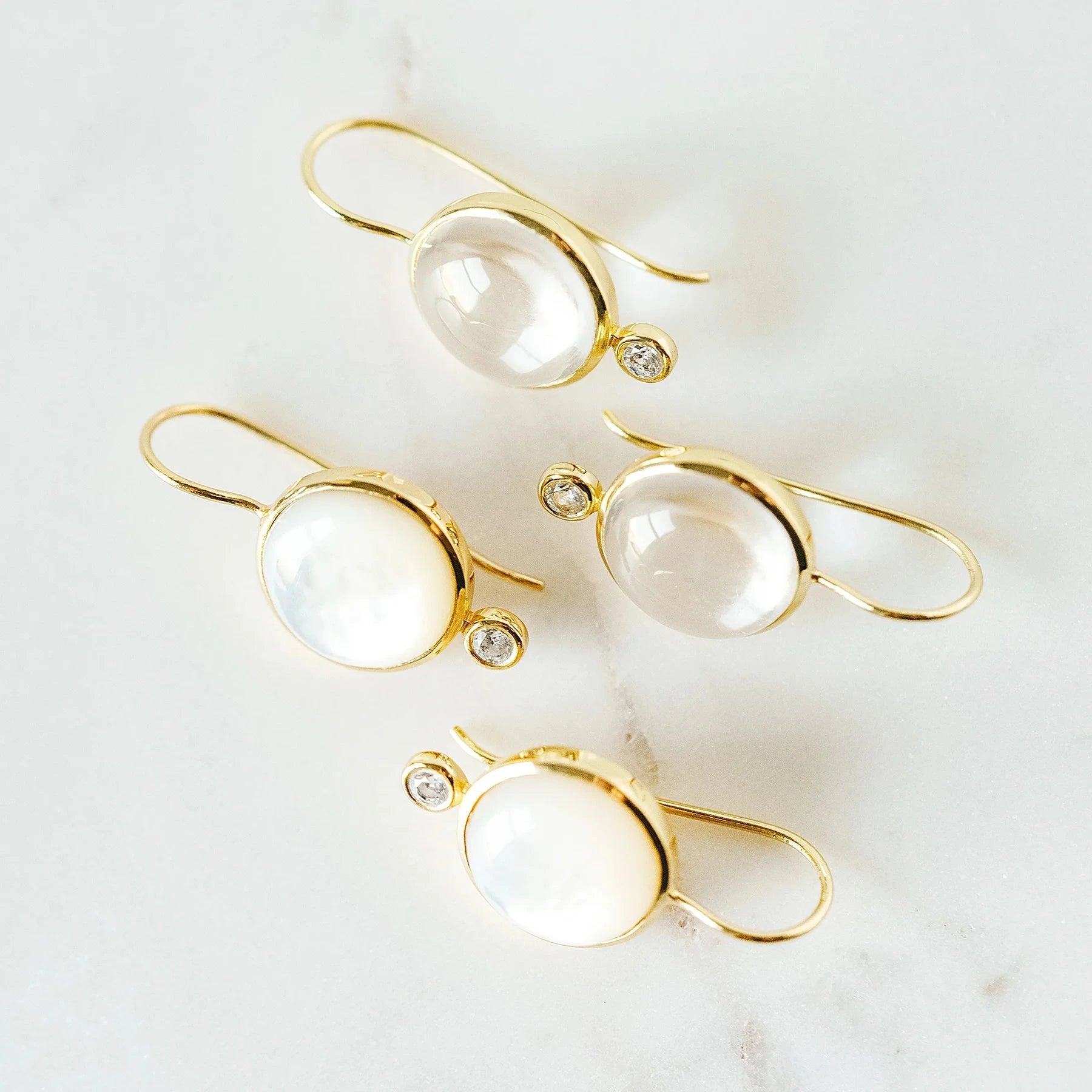 Tini MIni Drop Earrings Clear Quartz/CZ Earrings Laura Foote Designs 