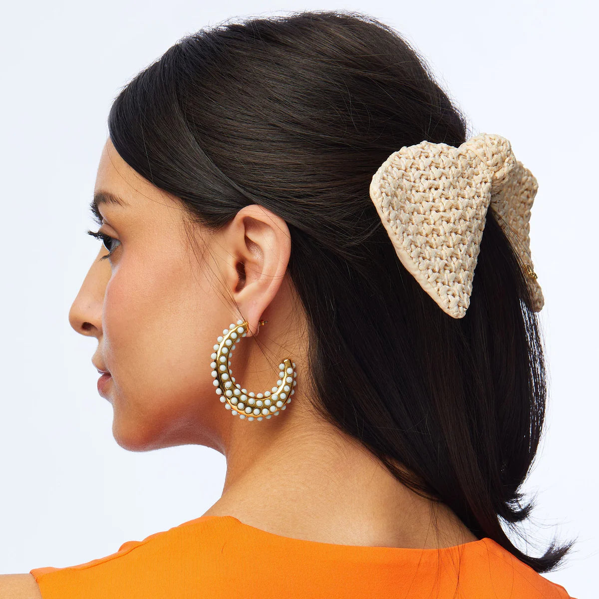 Raffia Bow Barrette Ivory Accessories - Beauty & Hair Lele Sadoughi 