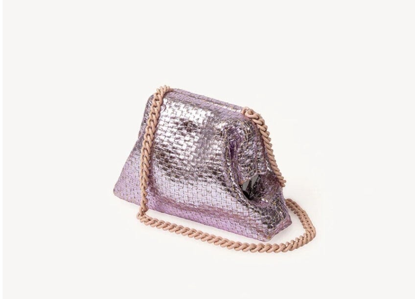 Zaffiro Laminated Lilac Handbags - Clutch Maria La Rosa 