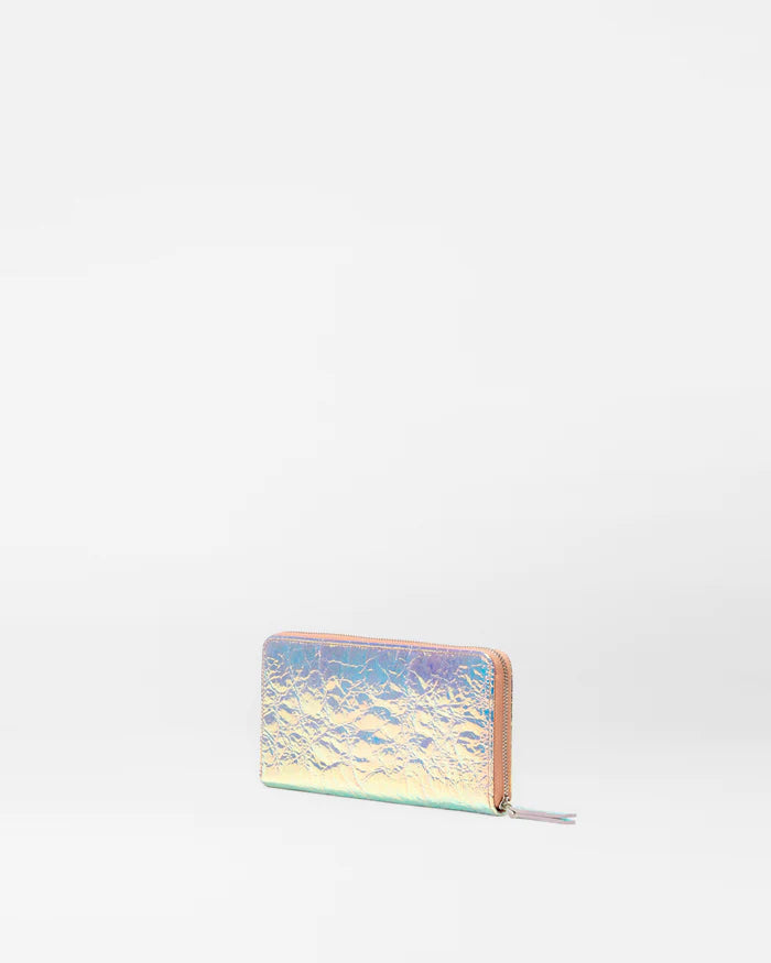 Leather Long Zip Round Wallet Pink Opal
