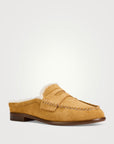 Carter Mule Suede Shearling Caramel Flats - Mule rag & bone 