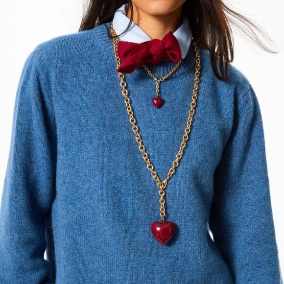 The Big Puffy Heart Charm Necklace Burgundy Necklaces Roxanne Assoulin 