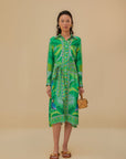 Green Macaw Scarf Chemise Dress