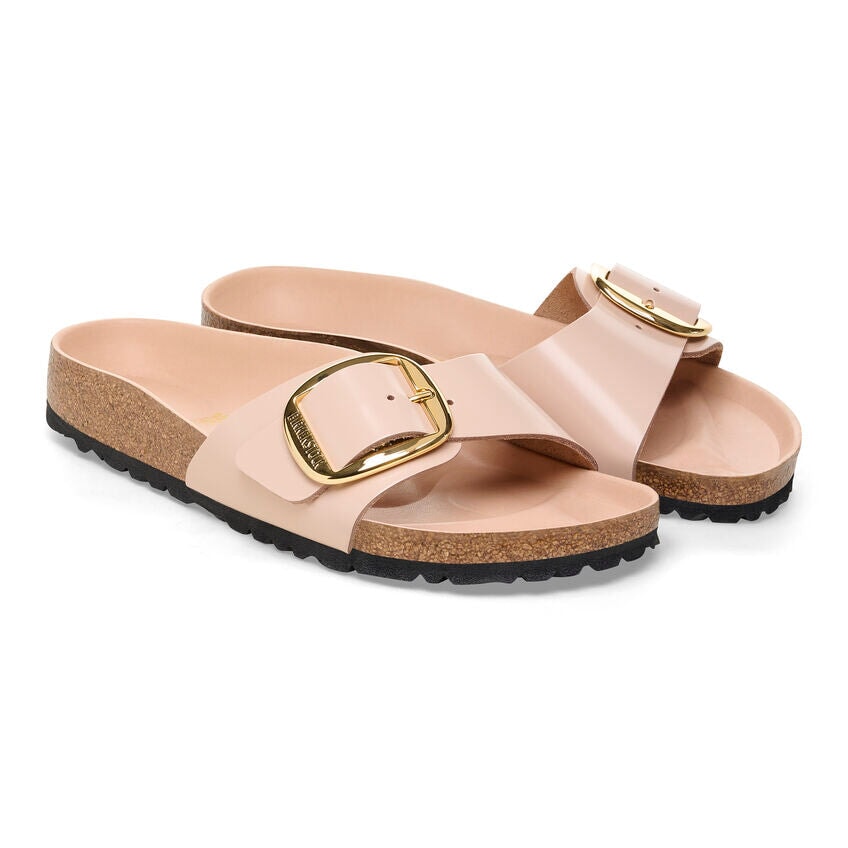 Madrid Big Buckle High Shine New Beige Shoes - Sandals - Flat Sandals Birkenstock 