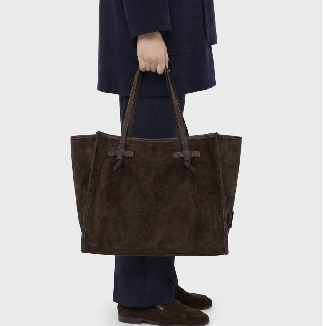 Large Marcella Suede Chocolate Tote &amp; Satchel Gianni Chiarini 