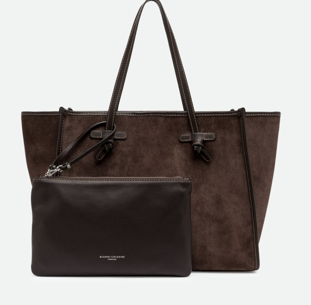 Large Marcella Suede Chocolate Tote &amp; Satchel Gianni Chiarini 