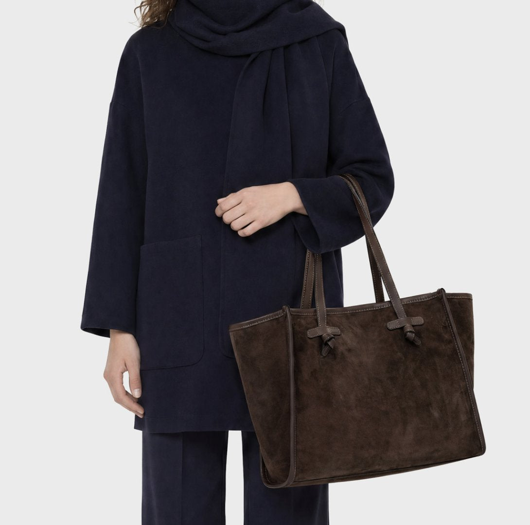Large Marcella Suede Chocolate Tote &amp; Satchel Gianni Chiarini 