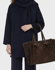 Large Marcella Suede Chocolate Tote & Satchel Gianni Chiarini 