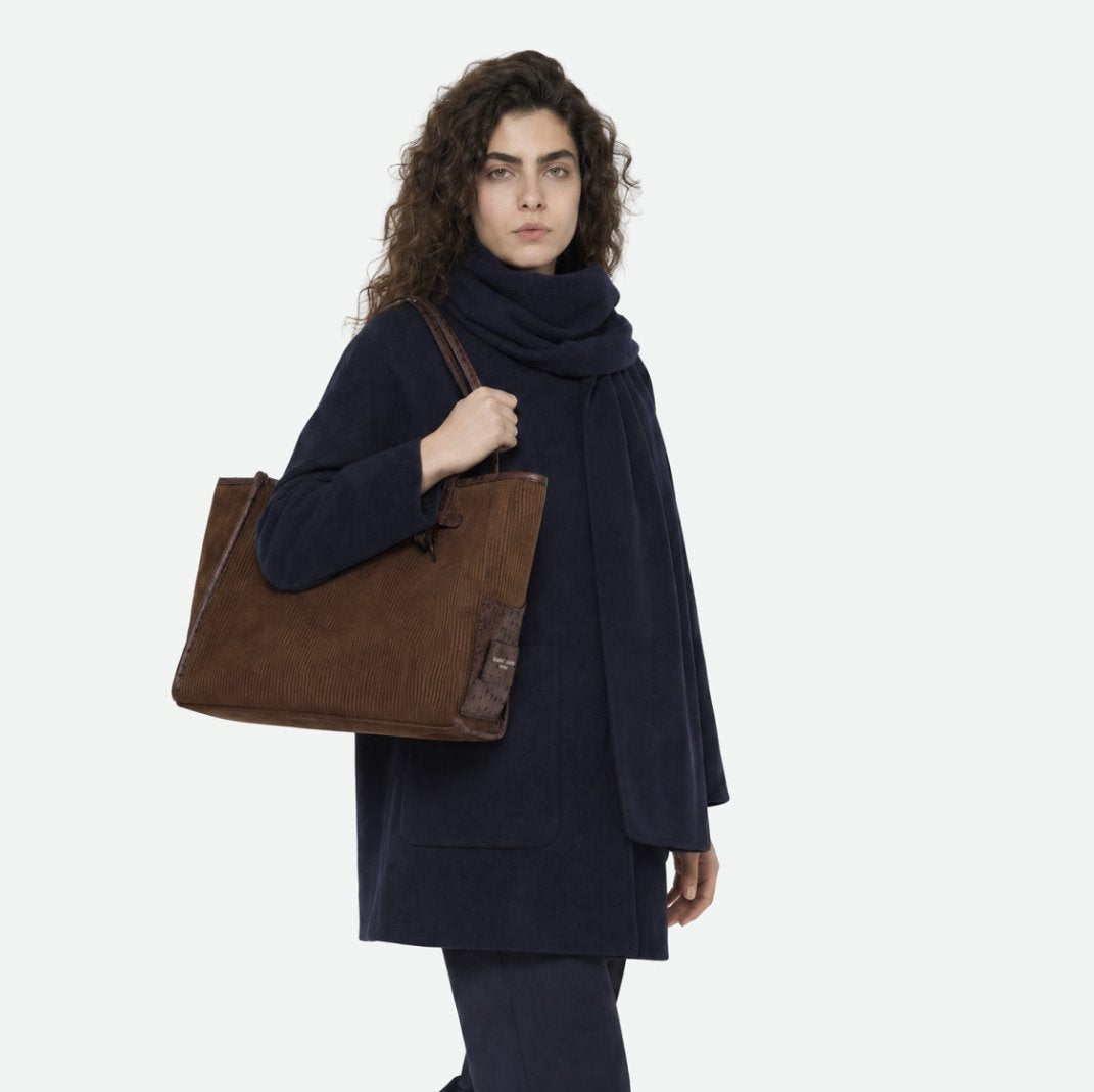 Large Marcella Cord Espresso Tote &amp; Satchel Gianni Chiarini 