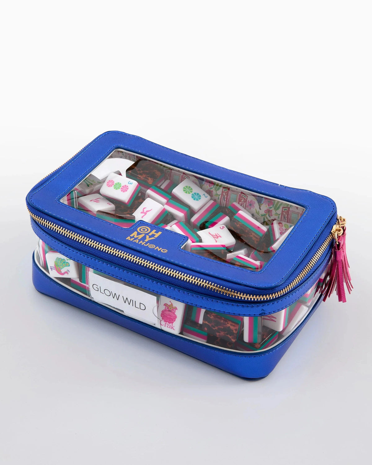 Tile Storage Bag Metallic Blue Home Decor - Games Oh My Mahjong 