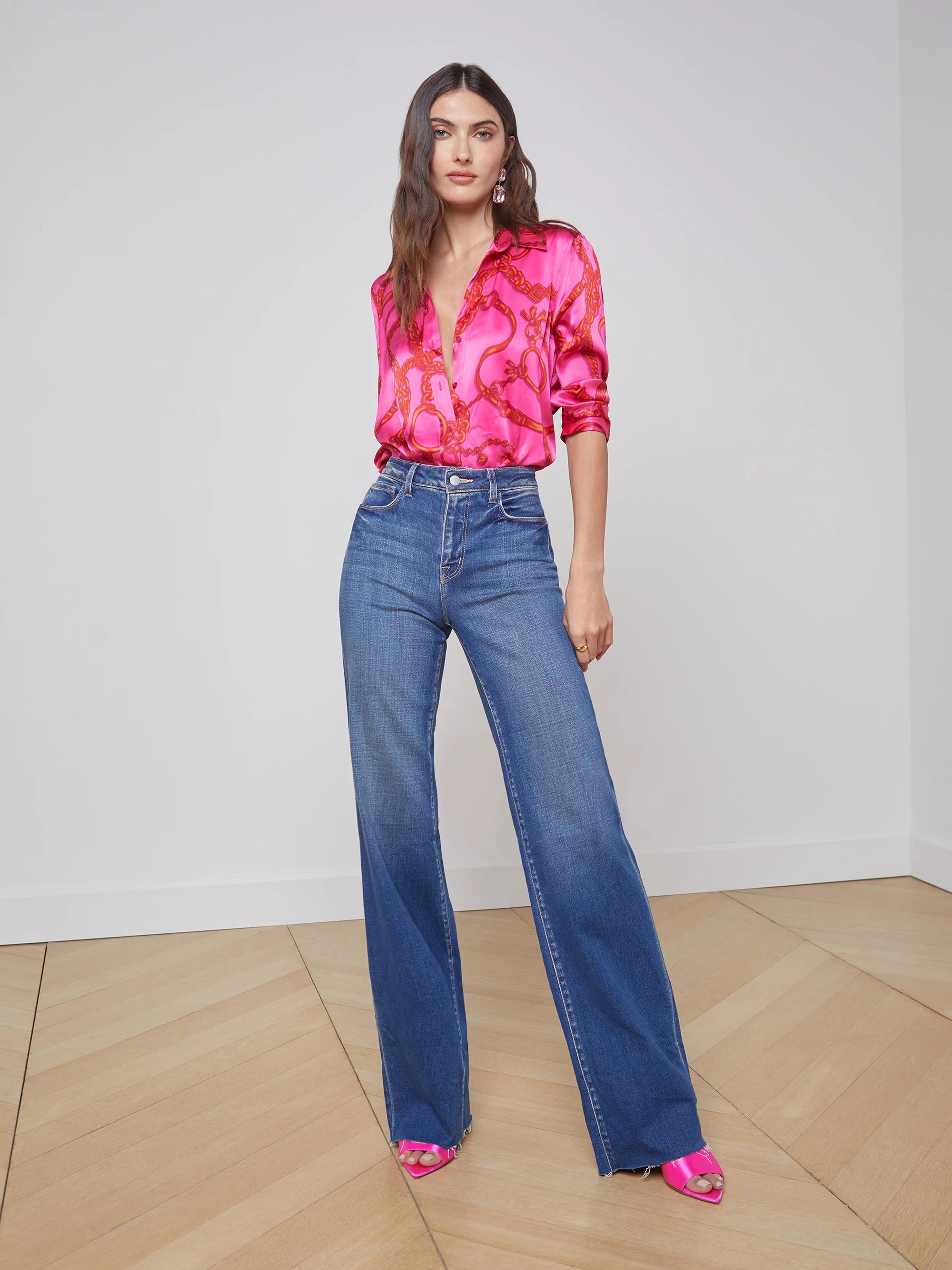 Scottie Wide Leg Hasting Denim - Flare & Wide Leg L'Agence 