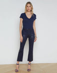 Kendra High Rise Crop Flare Midnight Coated Denim - Flare & Wide Leg L'Agence 