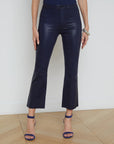 Kendra High Rise Crop Flare Midnight Coated Denim - Flare & Wide Leg L'Agence 