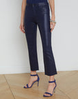 Kendra High Rise Crop Flare Midnight Coated Denim - Flare & Wide Leg L'Agence 