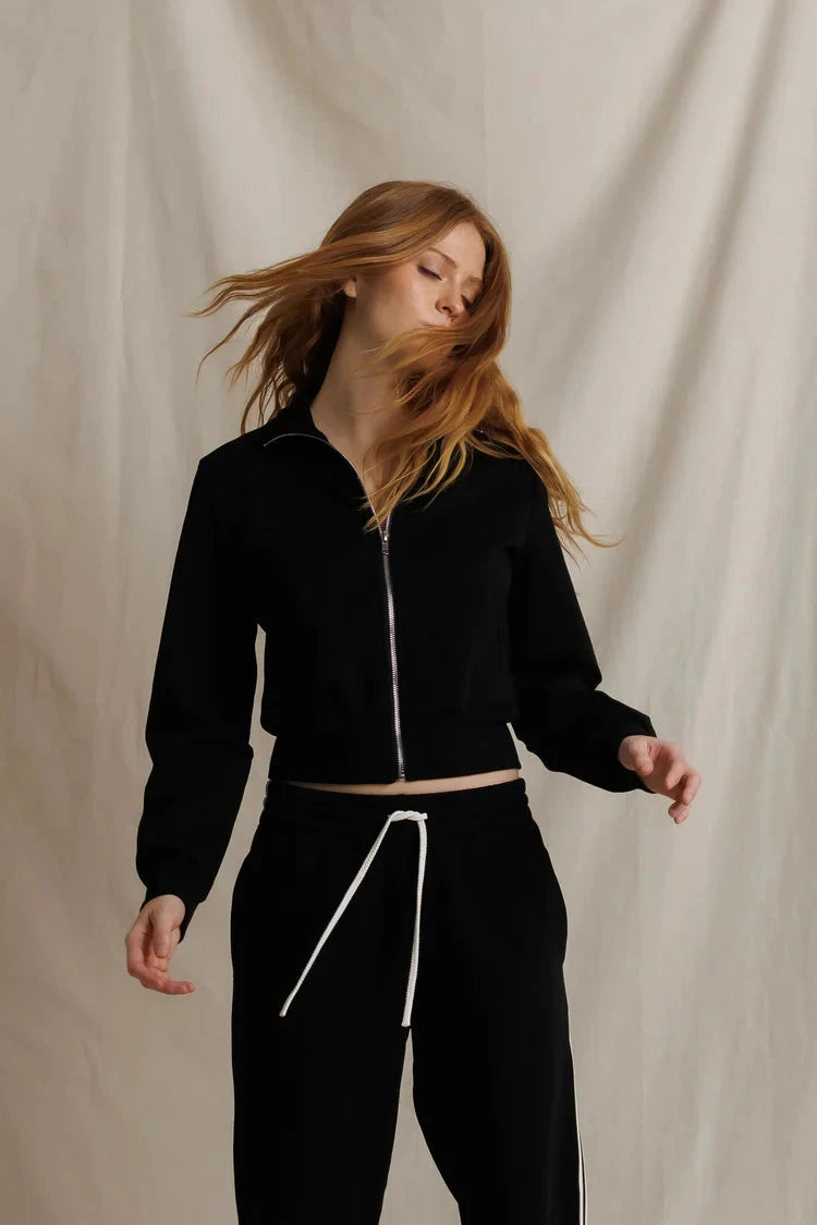 Milana Travel Track Jacket True Black Tops - Sweatshirts perfectwhitetee 