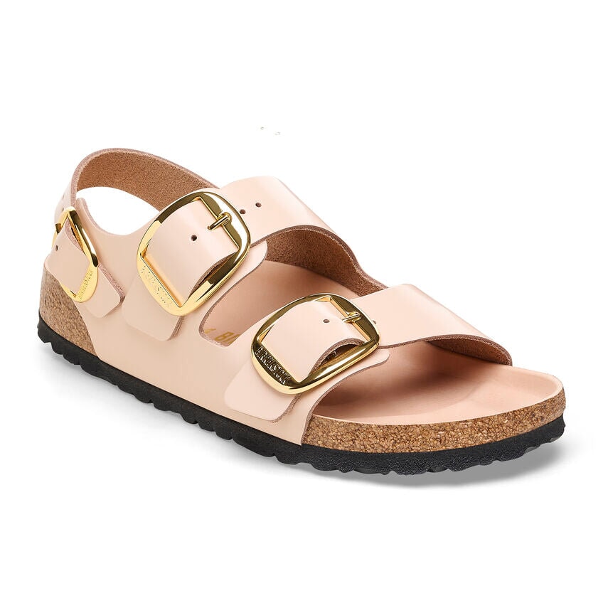 Milano Big Buckle High Shine New Beige Shoes - Sandals - Flat Sandals Birkenstock 