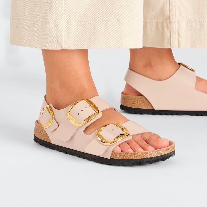 Milano Big Buckle High Shine New Beige Shoes - Sandals - Flat Sandals Birkenstock 