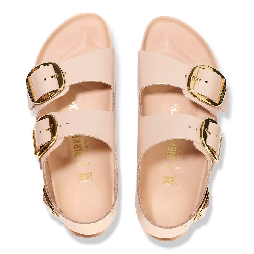 Milano Big Buckle High Shine New Beige Shoes - Sandals - Flat Sandals Birkenstock 