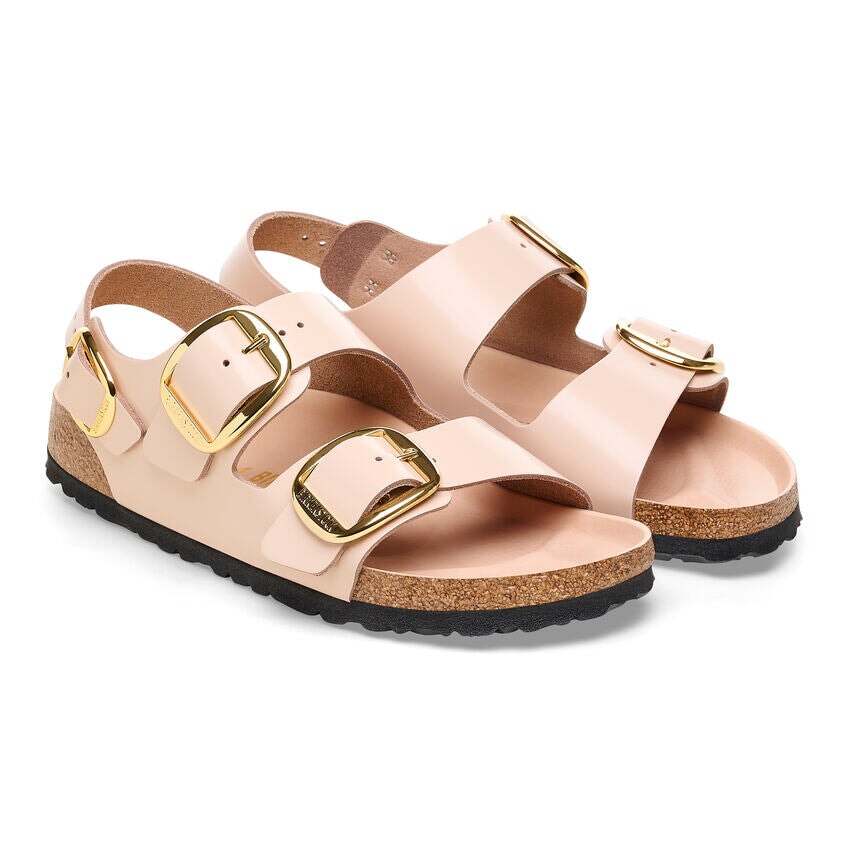 Milano Big Buckle High Shine New Beige Shoes - Sandals - Flat Sandals Birkenstock 