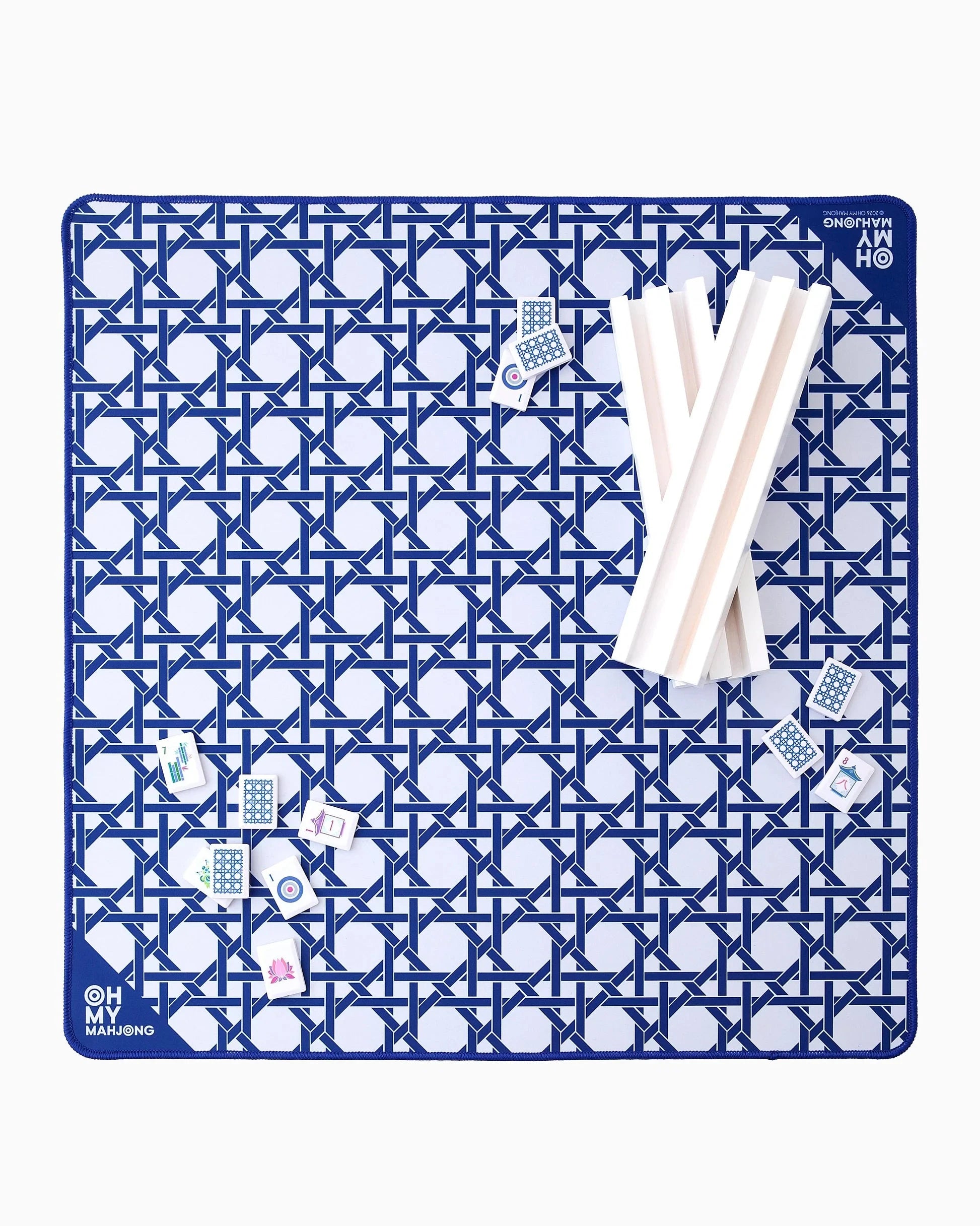 Mini Blue Cane Mat in Tube Home Decor - Games Oh My Mahjong 