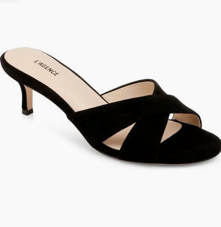 Aveline Suede Black Shoes - Sandals - Heeled Sandals L&#39;Agence Shoes 