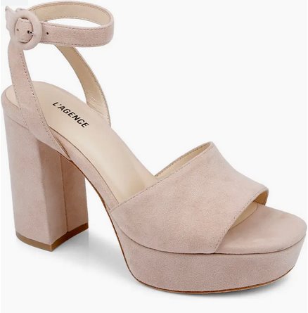 Andree Sandal Suede Pecan Shoes - Sandals - Heeled Sandals L'Agence Shoes 