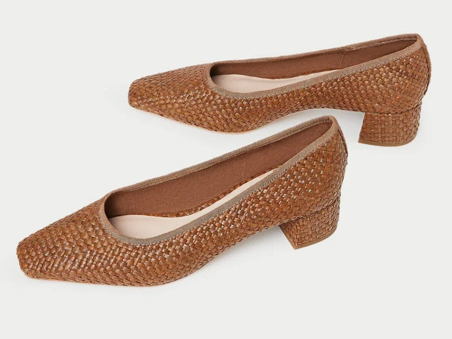 Nerine Square Toe Midheel Pump Brown Shoes - Pumps - Low Loeffler Randall Shoes 