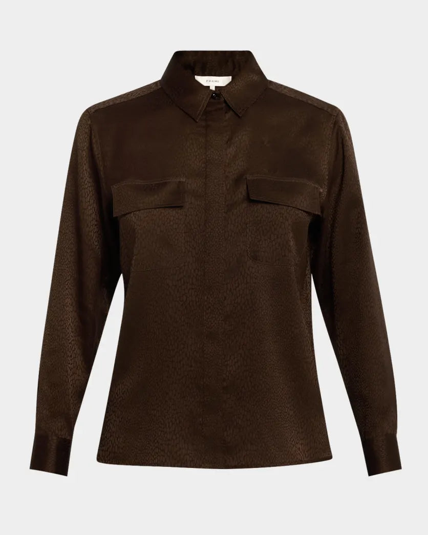 Double Pocket Shirt Espresso Tops - Button Down Frame 