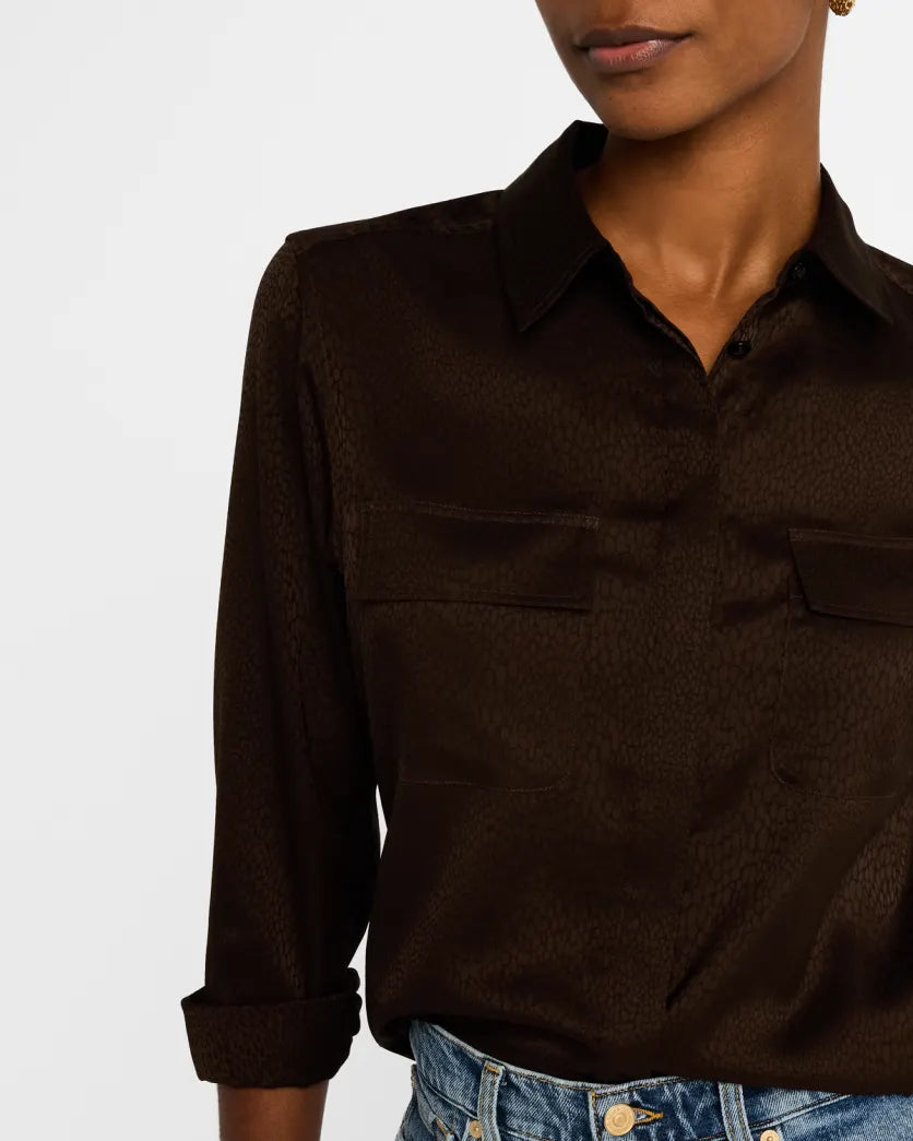 Double Pocket Shirt Espresso Tops - Button Down Frame 