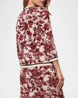 Jessica Cardigan Sweater Ikat Floral Zinfandel Red Sweater - Cardigans Figue 