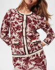 Jessica Cardigan Sweater Ikat Floral Zinfandel Red Sweater - Cardigans Figue 