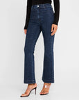 Carson High Rise Ankle Flare w/ Rhinestones Indigo Rinse