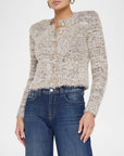 Una Knit Cardigan Black/Ivory/Gold Multi